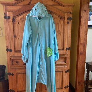 Adult Sazac blue fleece hooded 1 piece manatee costume size XL